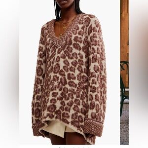 Free People Animal Pattern Tunic Sweater